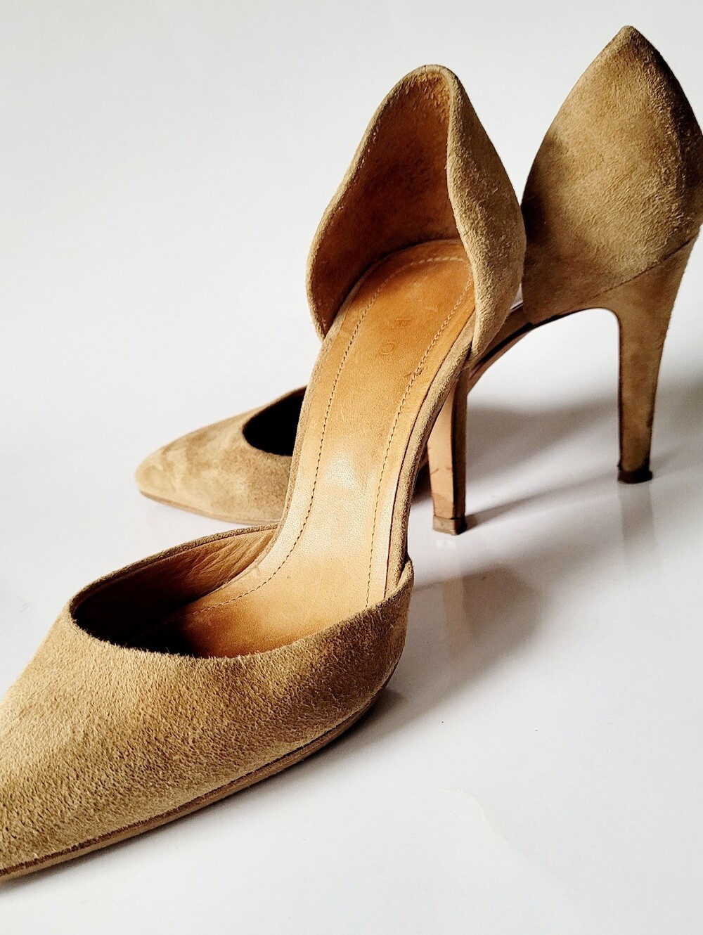 IRO Taupe Tan Suede Leather Pointed-Toe D'Orsay Pumps EU 36/US 5.5 - Picture 4 of 16